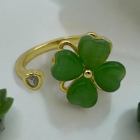 Kedi Gözü Yonca Gümüş Yüzük